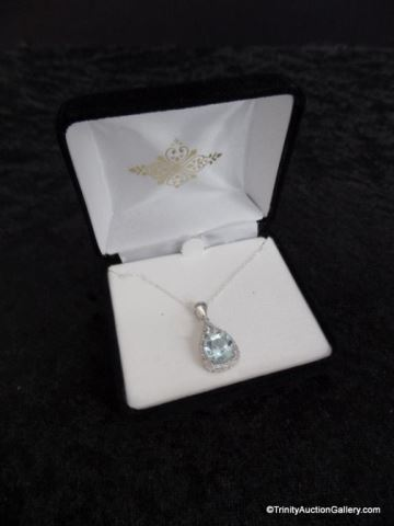 Genuine Sky Blue Topaz Pendant Necklace Sterling Type Sterling Silver
