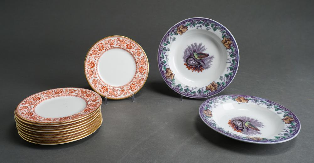 SET OF 10 WEDGWOOD RED DAMASK BREAD AND BUTTER PLATES