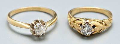 Two lady 39 s vintage diamond rings both with solitaire