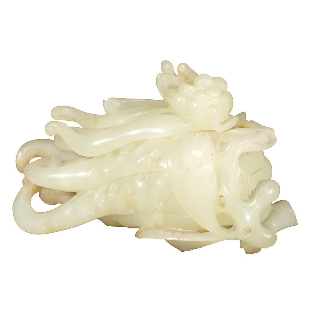 0 Chinese White Jade Finger Citron Covered Water Pot Qianlong
