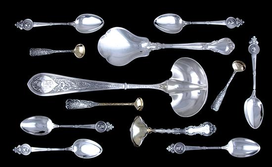 Gorham sterling flatware 6 Medallion pattern teaspoons circa 1864 L6