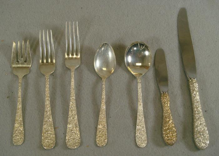 76 pcs Stieff Rose sterling silver flatware c o 13