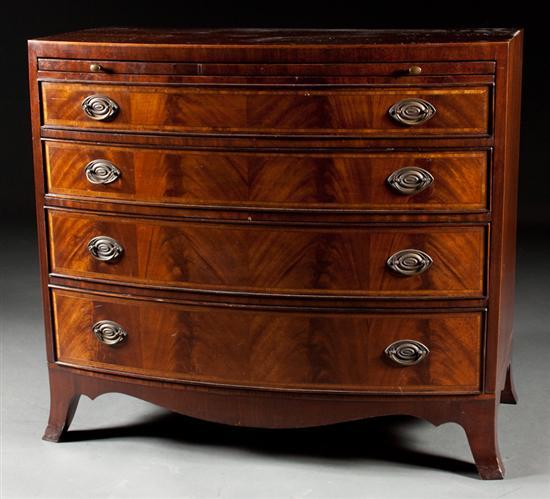 Federal style inlaid mahogany bow front chest of drawers probably