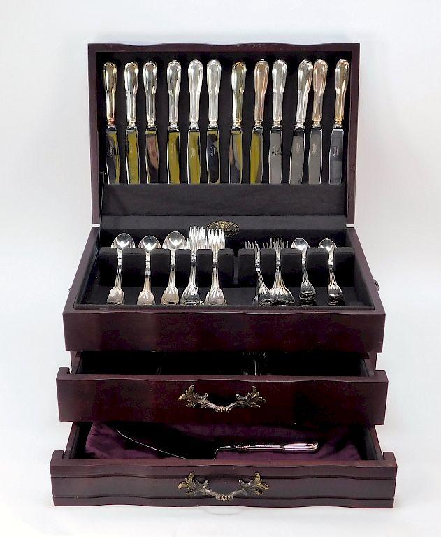 74PC Christofle Silverplate High Style Flatware France 20th Century Flatware