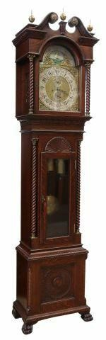 American oak cased grandfather clock Theodore B Starr New York