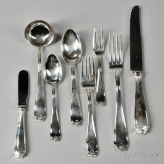 Buccellati Piedmont Pattern Silver plate Flatware Service Milan Italy mid
