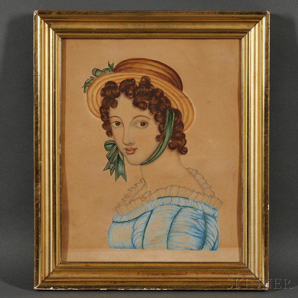 American School 19th century Portrait of a Young Lady Unsigned