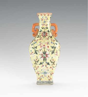 A Small Chinese Porcelain Vase Square section baluster shape vase