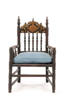 German Carved Polychrome Armchair 19th C German or American first