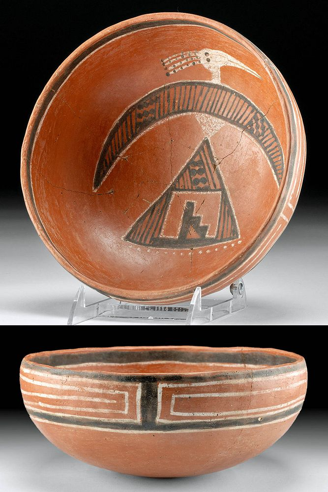 Anasazi Four Mile Pottery Bowl with Thunderbird Native American Southwestern