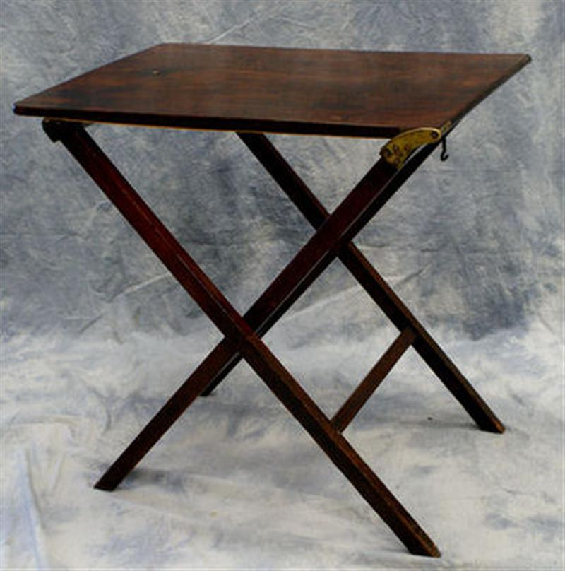 Folding mahogany Georgain serving table X form folding base 28