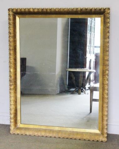 Large Scalloped Edge and Gilt Carved Mirror From a Long