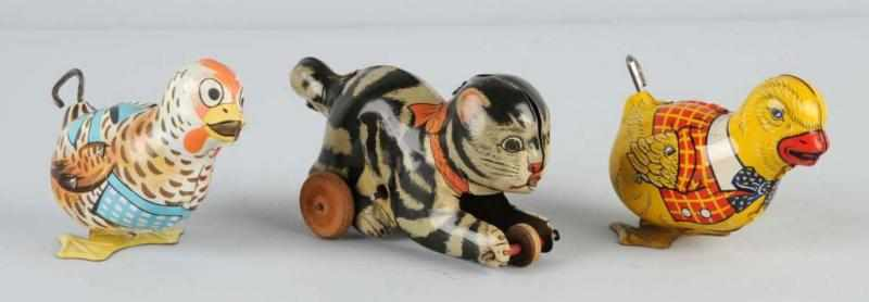 Lot of 3 Tin Chein Animal Wind Up Toys Description