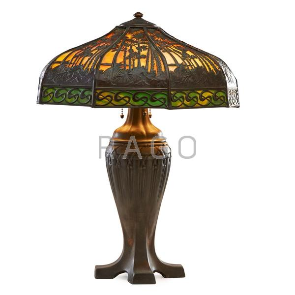 HANDEL Table lamp tropical overlay shade Condition Report Some bends