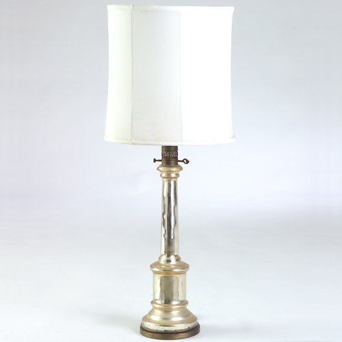 Mercury glass table lamp with baluster shaped base two fixtures