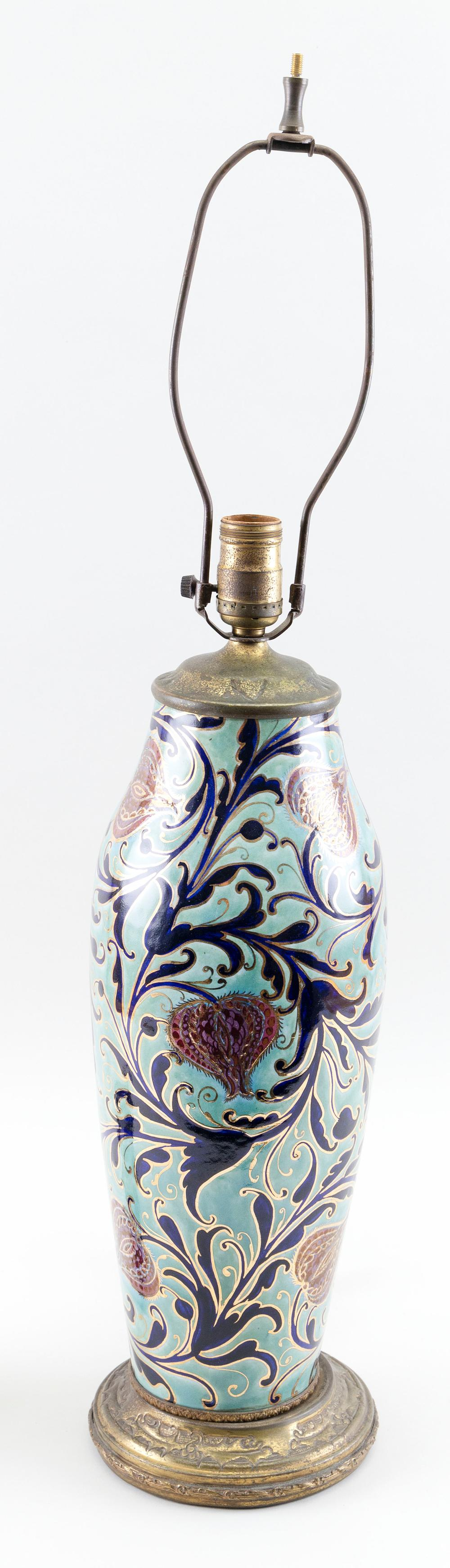 IZNIK STYLE CERAMIC TABLE LAMP BASE MID 20TH CENTURY HEIGHT