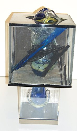 Double plexi cube glass center Mixed Media on Plexi George
