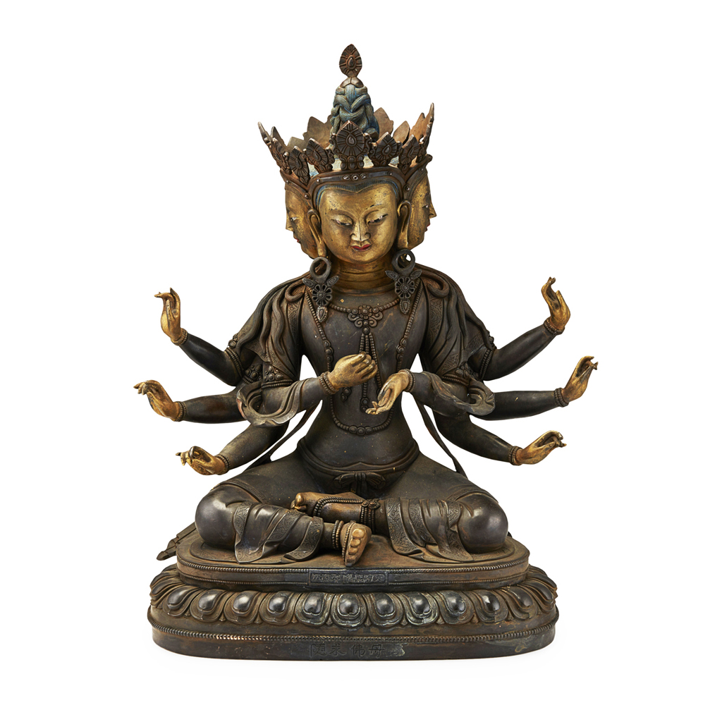 BRONZE FIGURE OF MAHAPRATISARA the four headed and eight armed