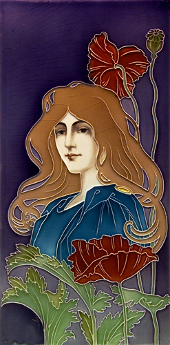 JOHANN VON SCHWARZ Vertical Art Nouveau panel decorated in cuenca