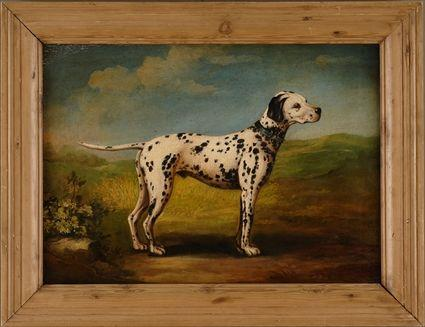DALMATIAN IN A LANDSCAPE Oil on canvas probably relined 19