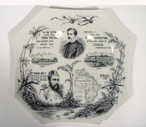 Square Victorian pottery plate of political interest with transfer printed