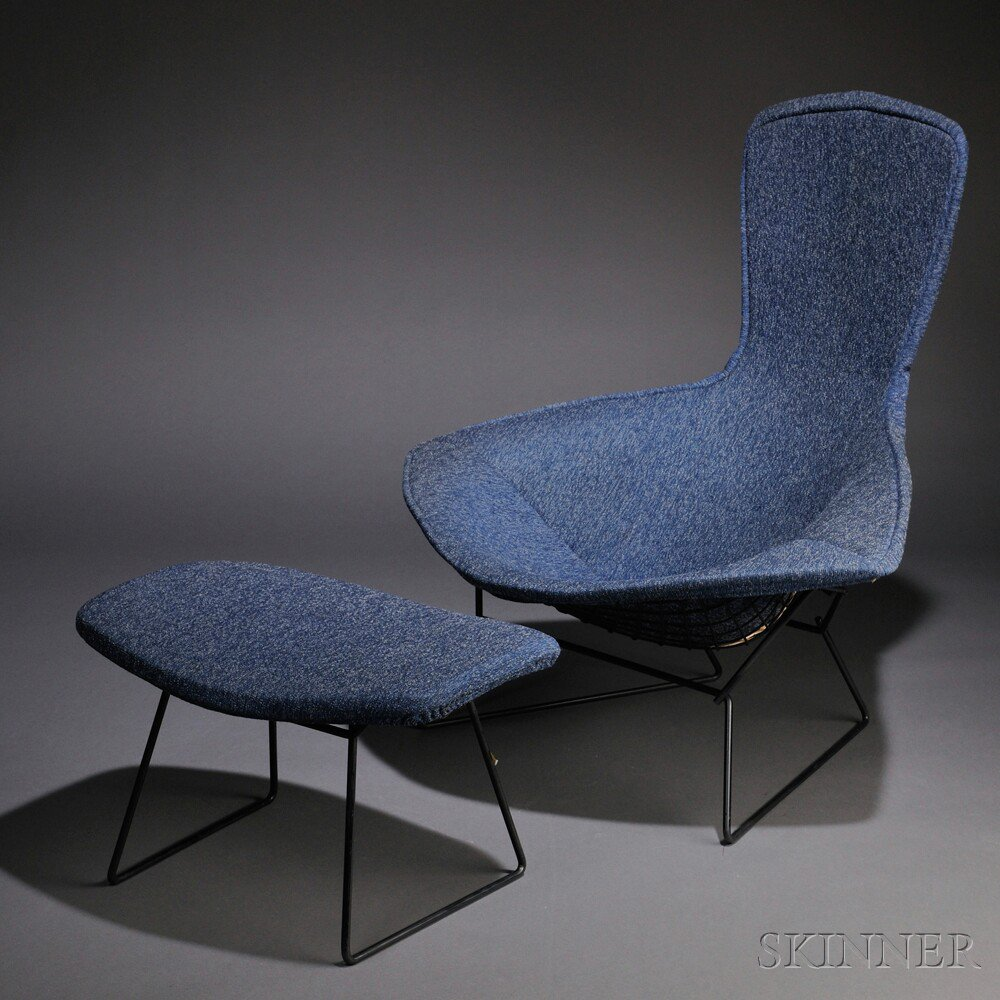 Harry Bertoia 1915 1978 Bird Chair and Ottoman Welded steel