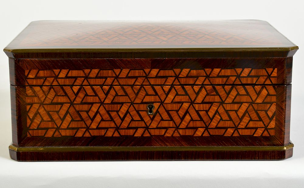 French Rosewood Ebony Marquetry Jewelry Casket French marquetry jewelry casket