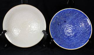 Chinese Ding Style Porcelain Plates lot of 2 Chinese Ding