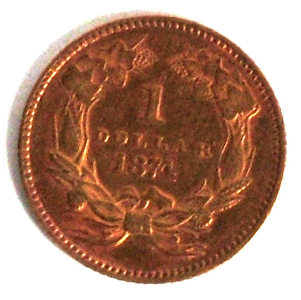 1874 Indian Princess Head 1 Gold Piece Type III