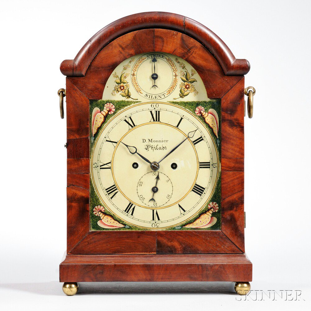 D Monnier Mahogany Bracket Clock Philadelphia c 1815 dome top