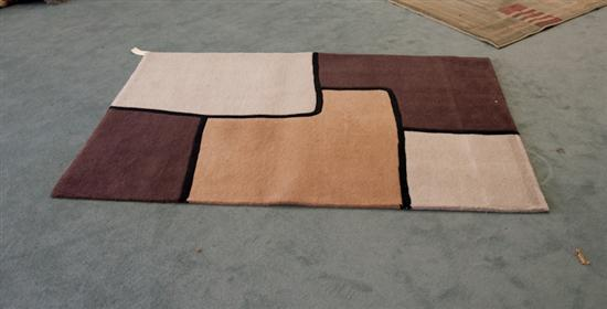 Beige Brown Abstract Rug by Rainbow International 100 wool made