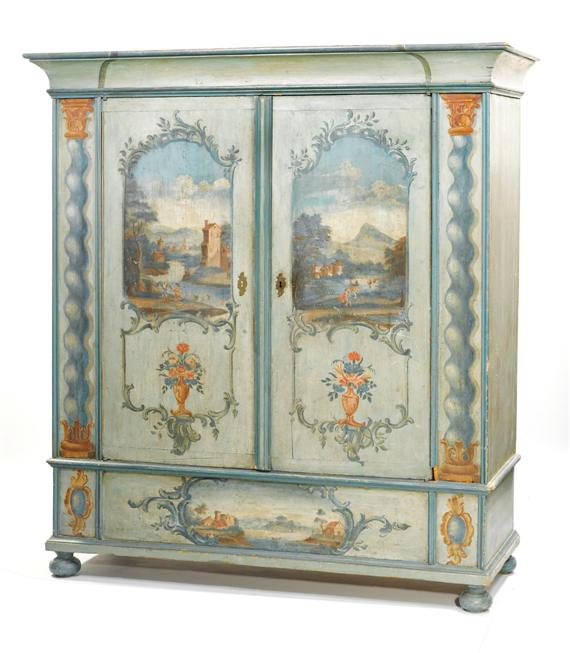 PAINTED CABINET Baroque Eastern Switzerland 18th 19th cent Painted softwood
