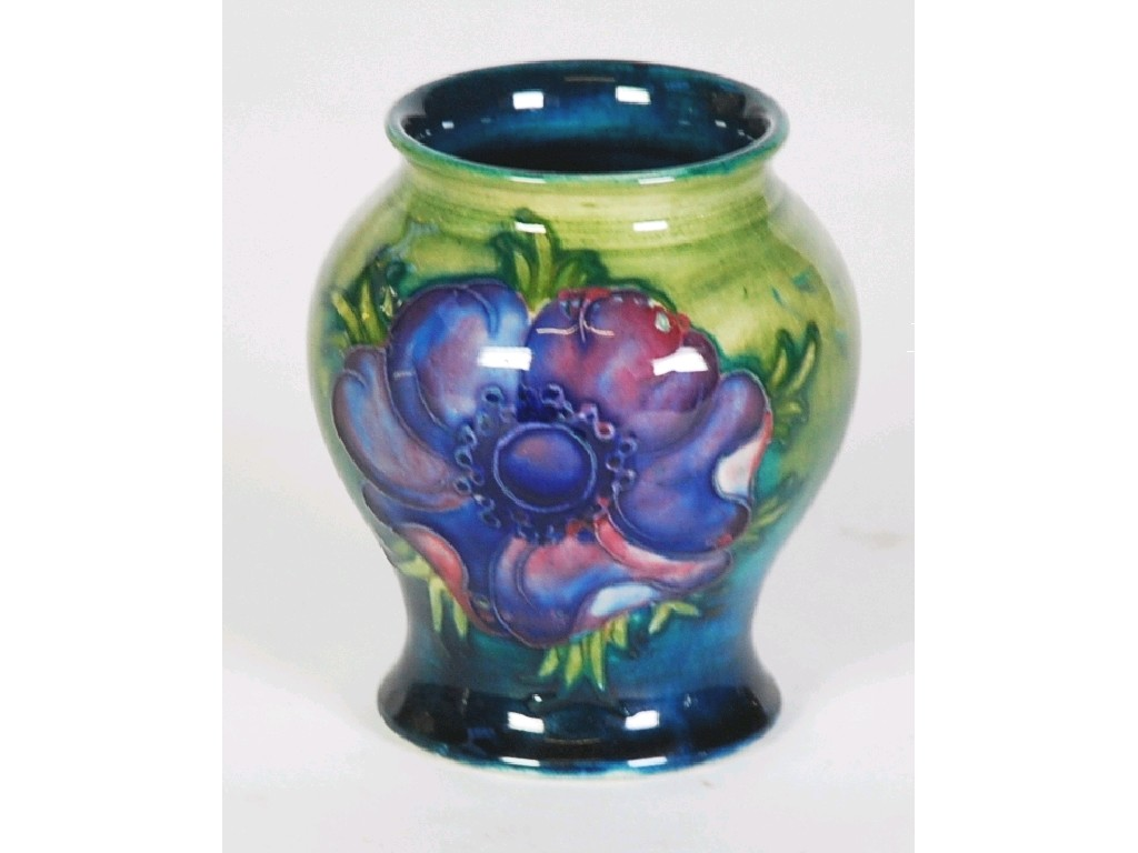 WALTER MOORCROFT ANEMONE PATTERN TUBE LINED POTTERY VASE painted in