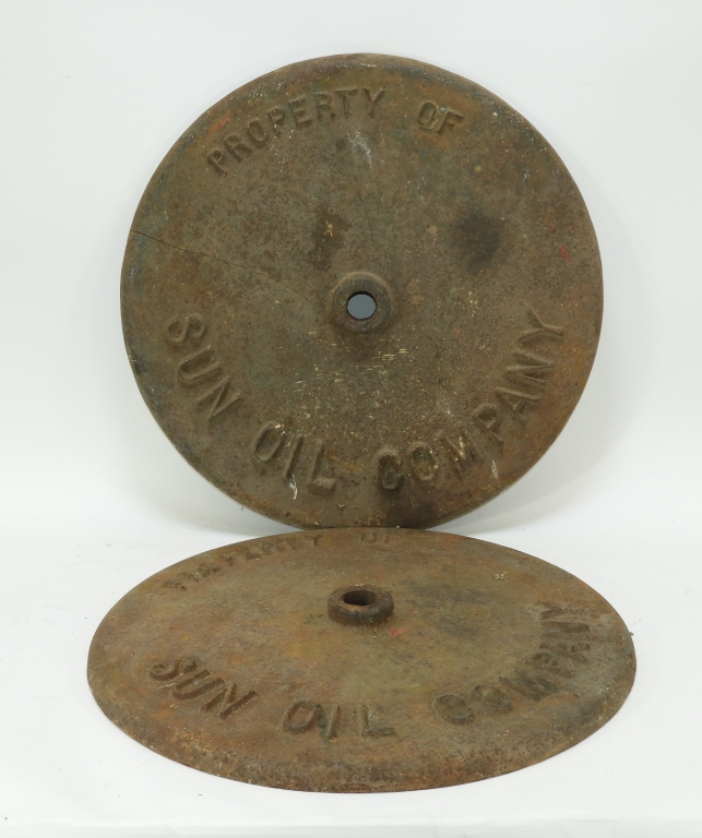 PR SUNOCO GASOLINE CAST IRON SIGN BASES United States 20th