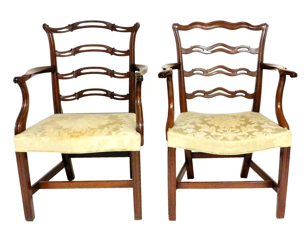 Two similar Armchairs both late 18th C probably English mahogany
