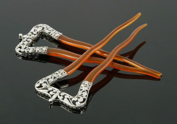 3238 Ladies 14K Diamond Hair Pins Ladies 14K white gold