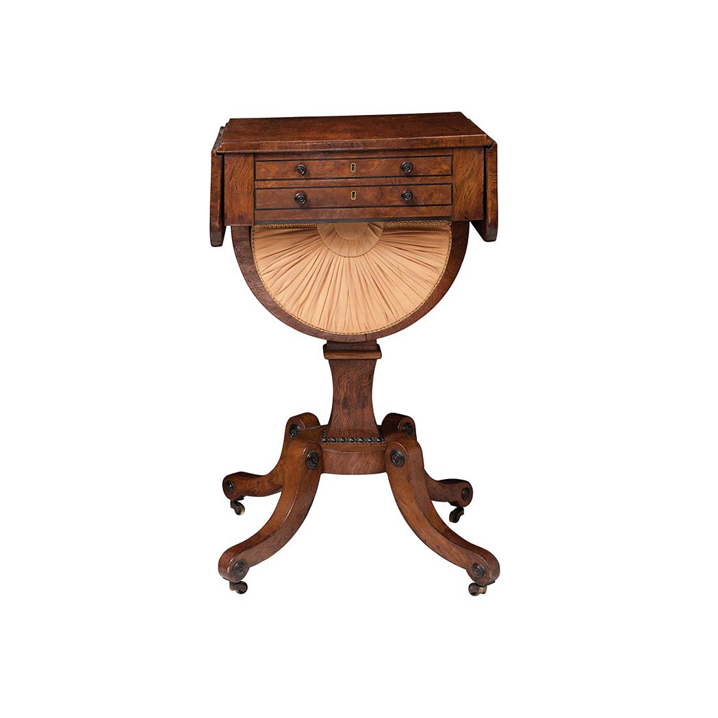 Regency Elmwood Drop Leaf Work Table 19th Century With a