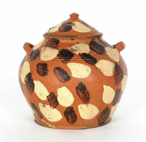 Rare Alamance Co North Carolina earthenware sugar bowl and cover