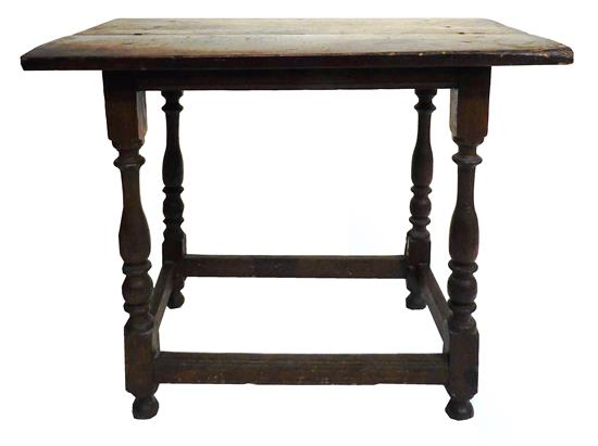 Early 18th C American tavern table oak maple and ash