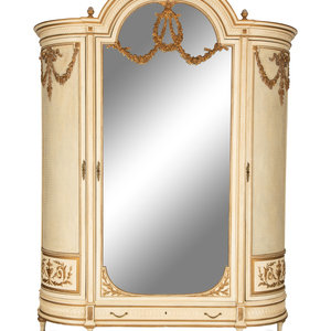 A Louis XVI Style Painted and Parcel Gilt Armoire 20th