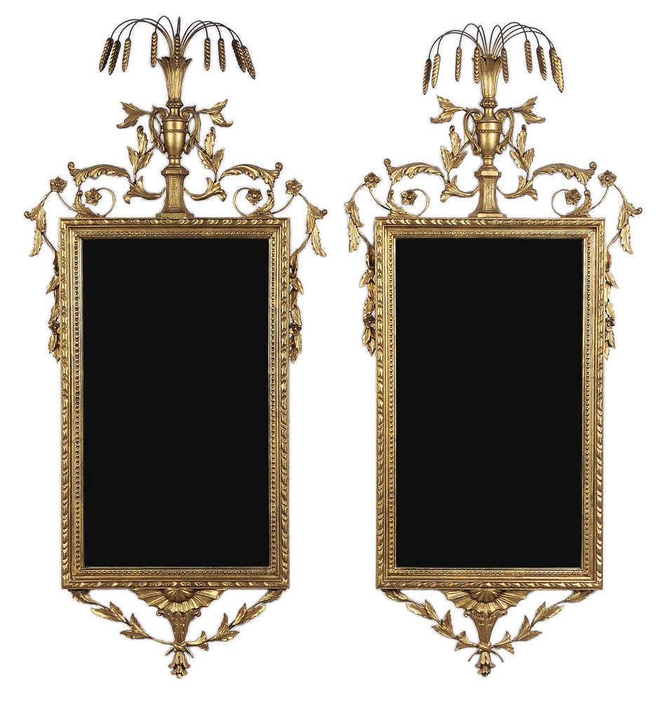 Pair Adam Style Carved and Gilt Mirrors Italian 20th century