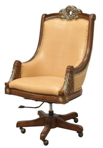 Executive swivel desk chair late 20th c having silver gilt