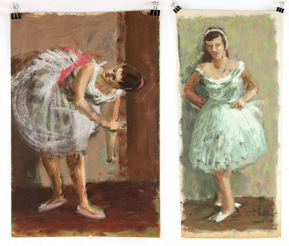 2244 After Kronberg Ballerinas 2 Pastels Lot of two pastels