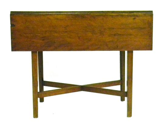 Dropleaf dining table cross stretcher base light walnut stain expected