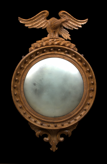 Regency Style Pine Convex Looking Glass the circular mirror plate