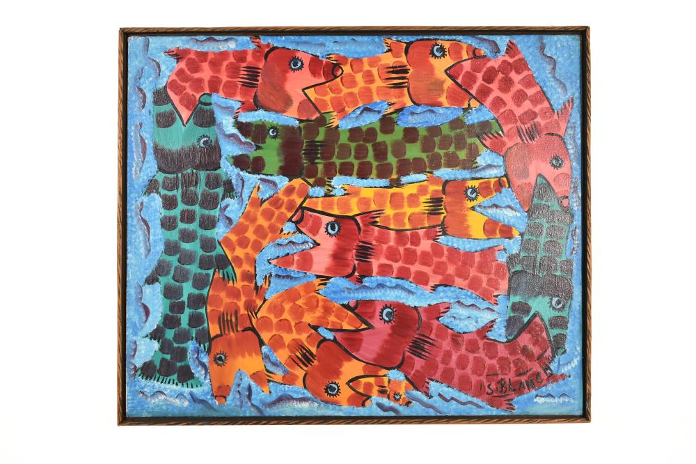 SISSON BLANCHARD HAITIAN 1929 1980 S Fish at Sea Signed