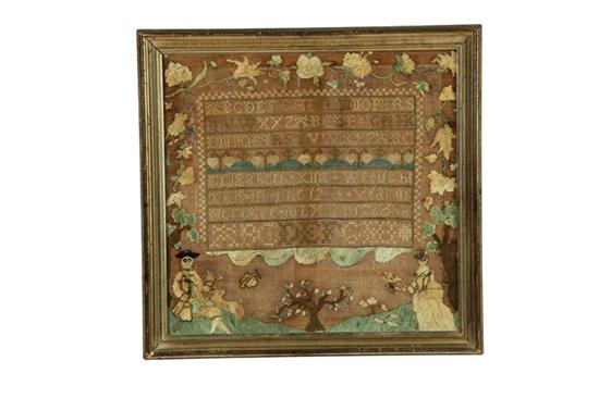 EARLY AMERICAN SAMPLER Elizabeth King Essex County Massachusetts 1765 silk