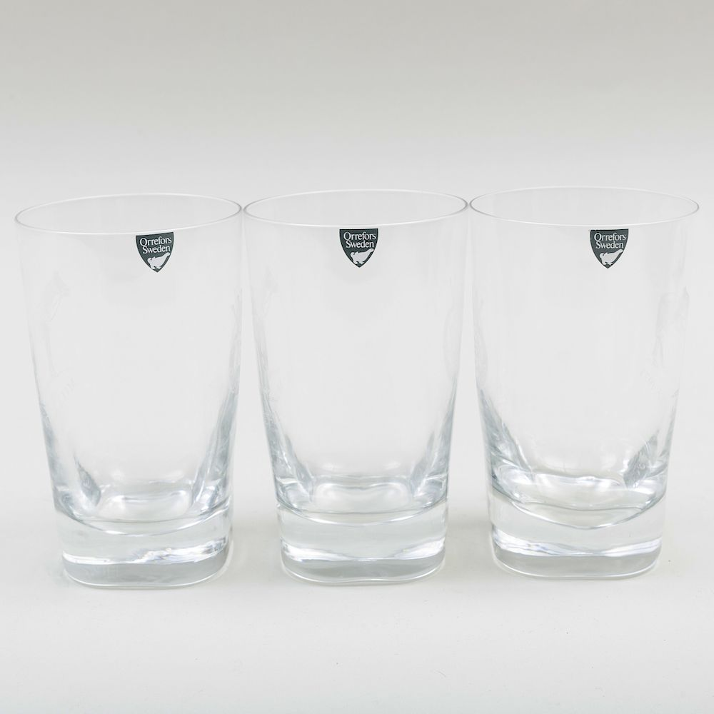 Set of Twelve Orrefors Glass Tumblers Commemorating the 1971 Epsom