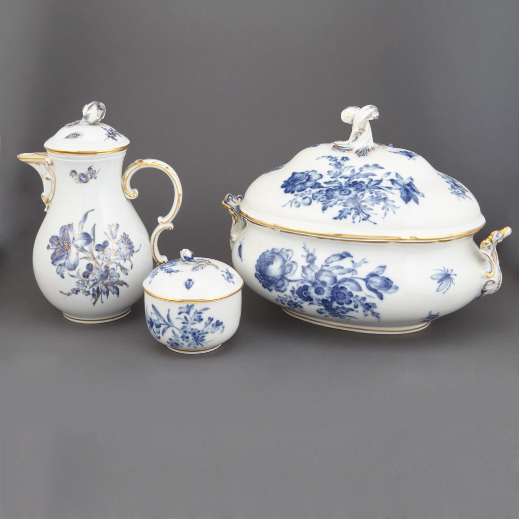 Assembled Meissen Blue and White Porcelain Partial Dinner Service Second