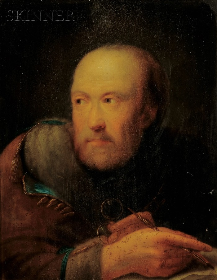 Continental School 17th Century Style Portrait of a Man Holding